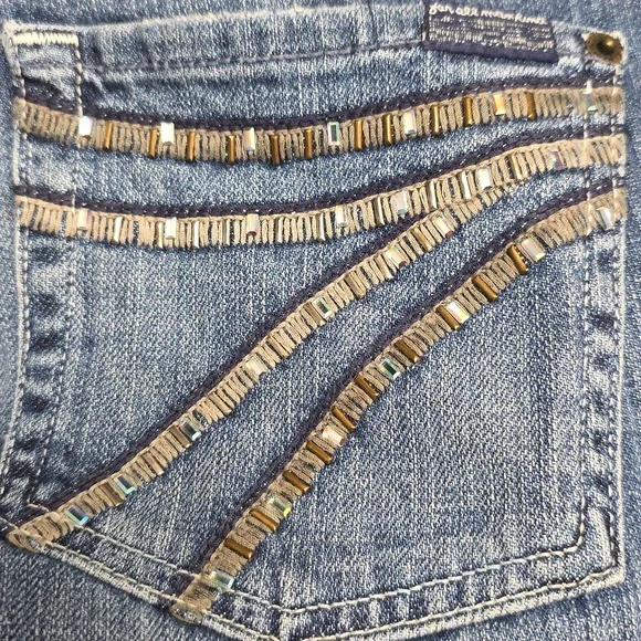 7 For All Mankind Dojo blue jeans rhinestone pocket - Picture 3 of 7